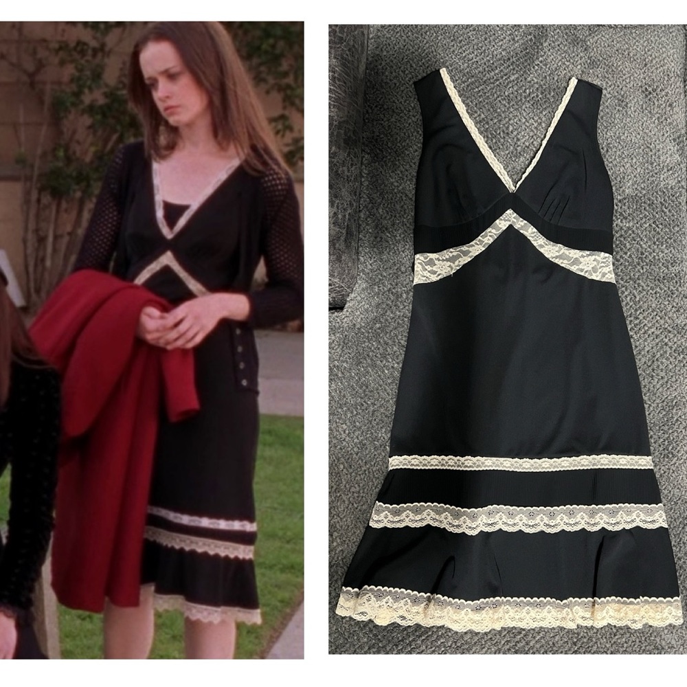ASO Rory Gilmore from Gilmore Girls Black Midi Dress with Lace Detailing